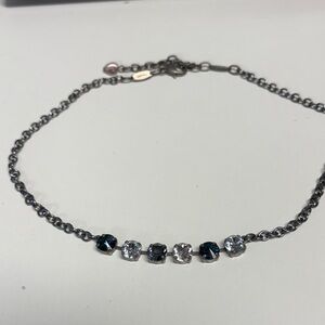 Sabika Silver Necklace with Blue and Clear Stones